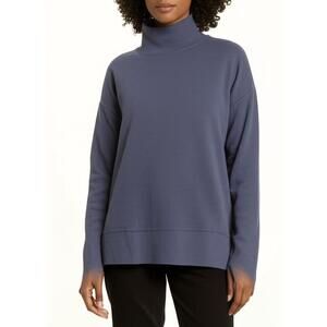 d&co Womens Mock Neck Waffle Knit Top Size 2X Dark‎ Blue Cozy Casual Chic